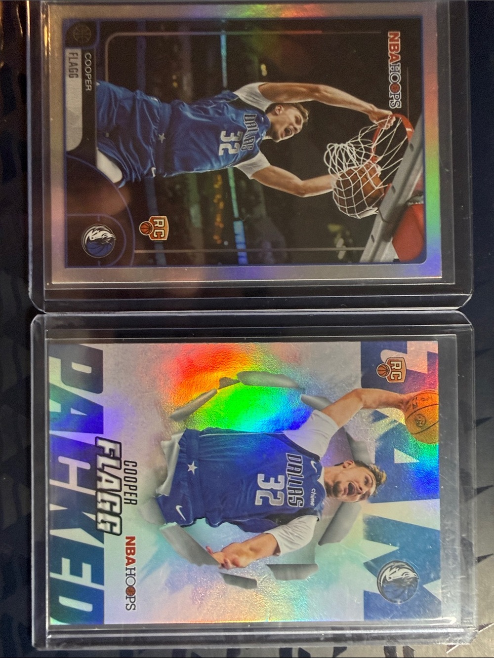 Topps Cooper Flagg Dallas Mavericks Blue Basketball Rookie Cards. Holo cards.